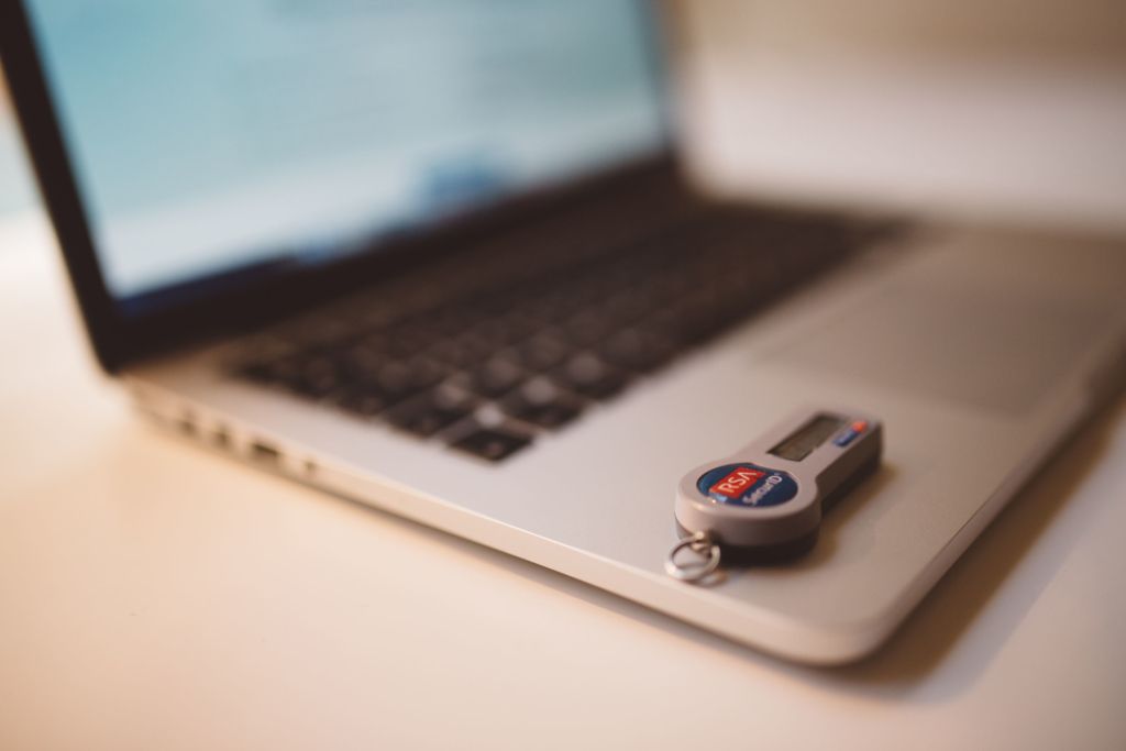 Stock image of RSA token on MacBook