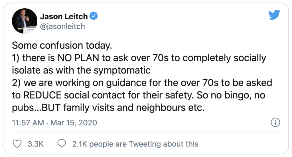 Tweet from Jason Leitch