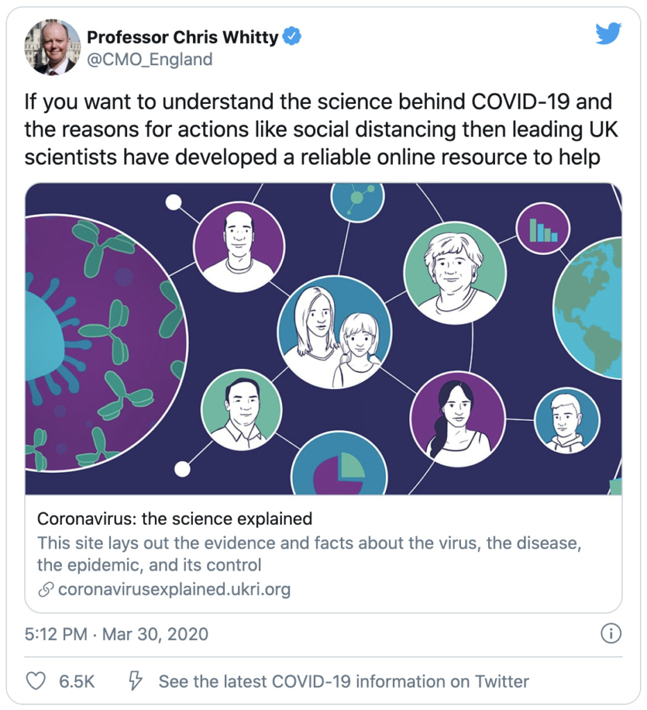 Tweet from Professor Chris Witty