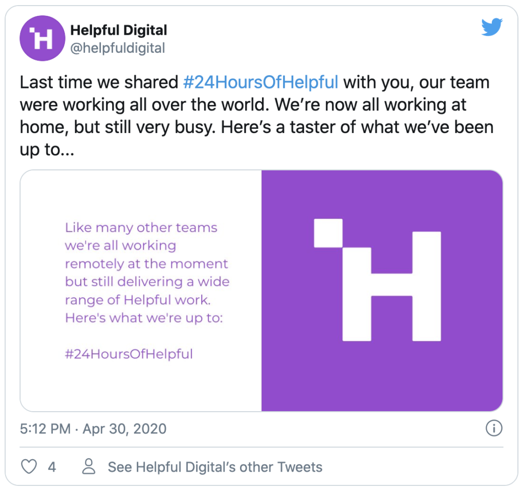 Tweet from HelpfulDigital for #24HoursOfHelpful