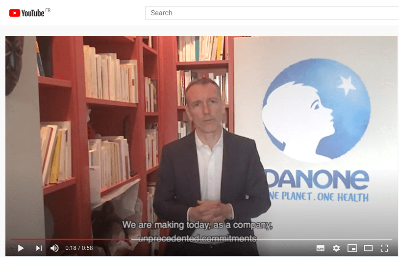 E Faber of Danone giving crisis response on youtube