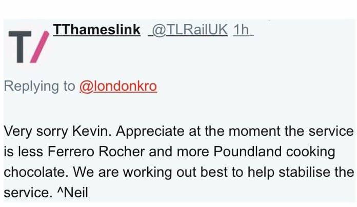 Thameslink tweet referencing Poundland